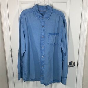 The Territory Ahead linen/cotton blue button down shirt size XL